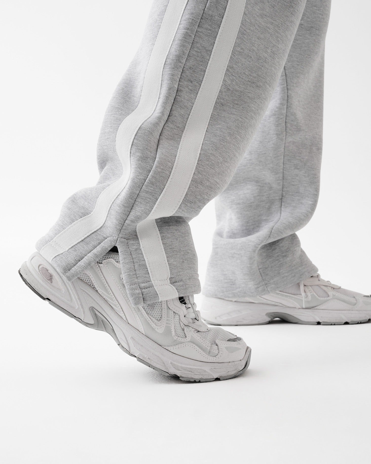 Gray Four Stripe Straight Sweatpants