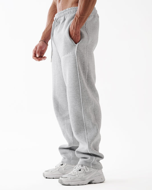 Gray Double Stripe Straight Sweatpants