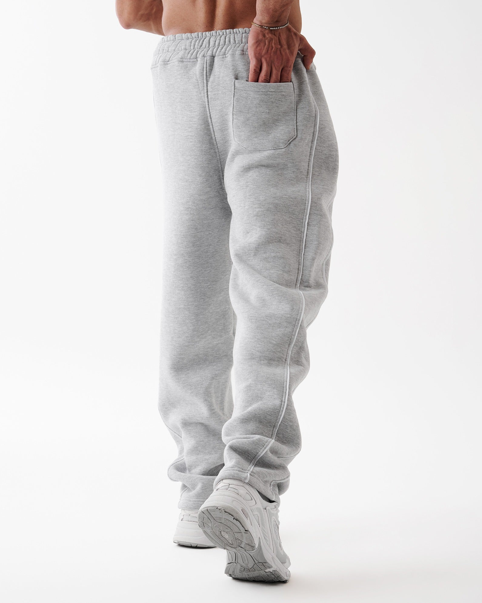Gray Double Stripe Straight Sweatpants