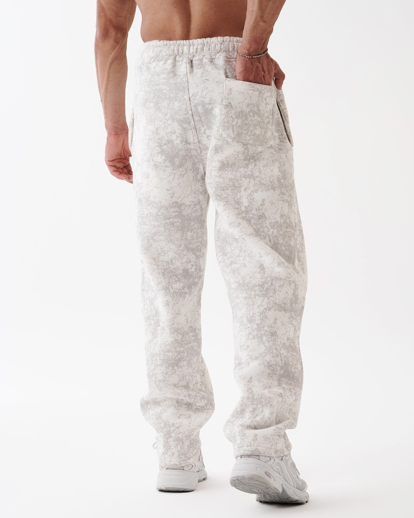 Tie-dye White Straight Sweatpants