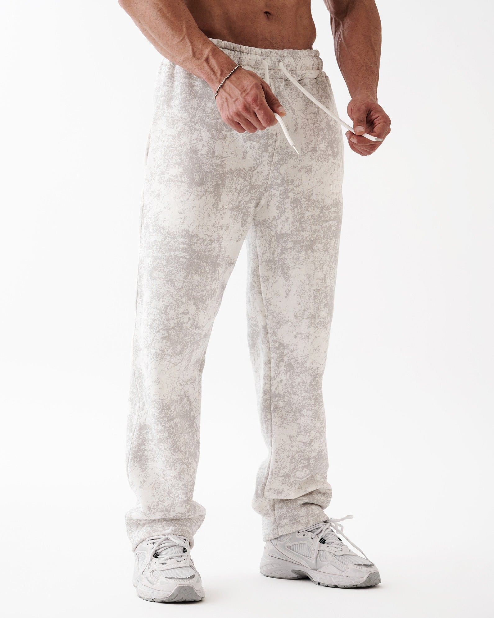 Tie-dye White Straight Sweatpants