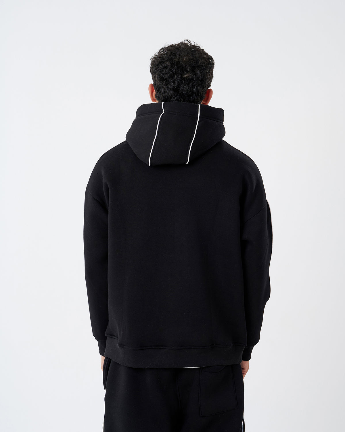 BLACK HOODIE SINGLE STRIPE SWEATSHIRT