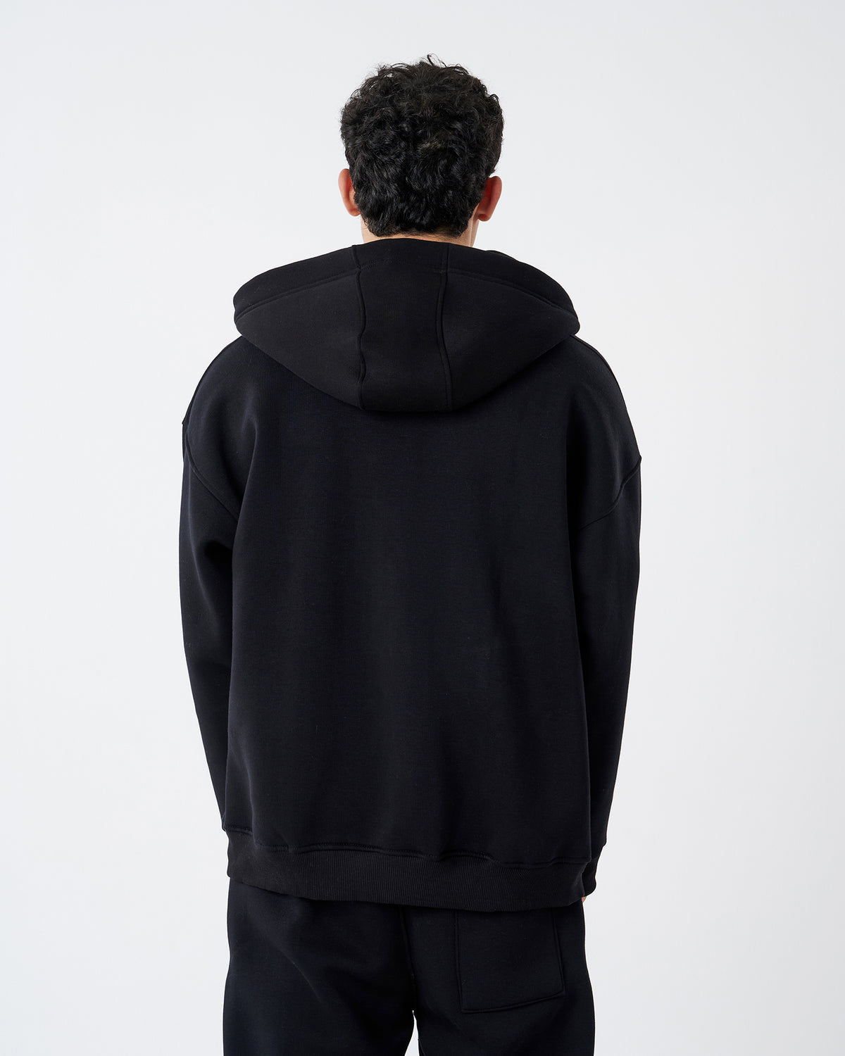 BLACK FULL ZIPPER HOODIE SWEATSHIRT