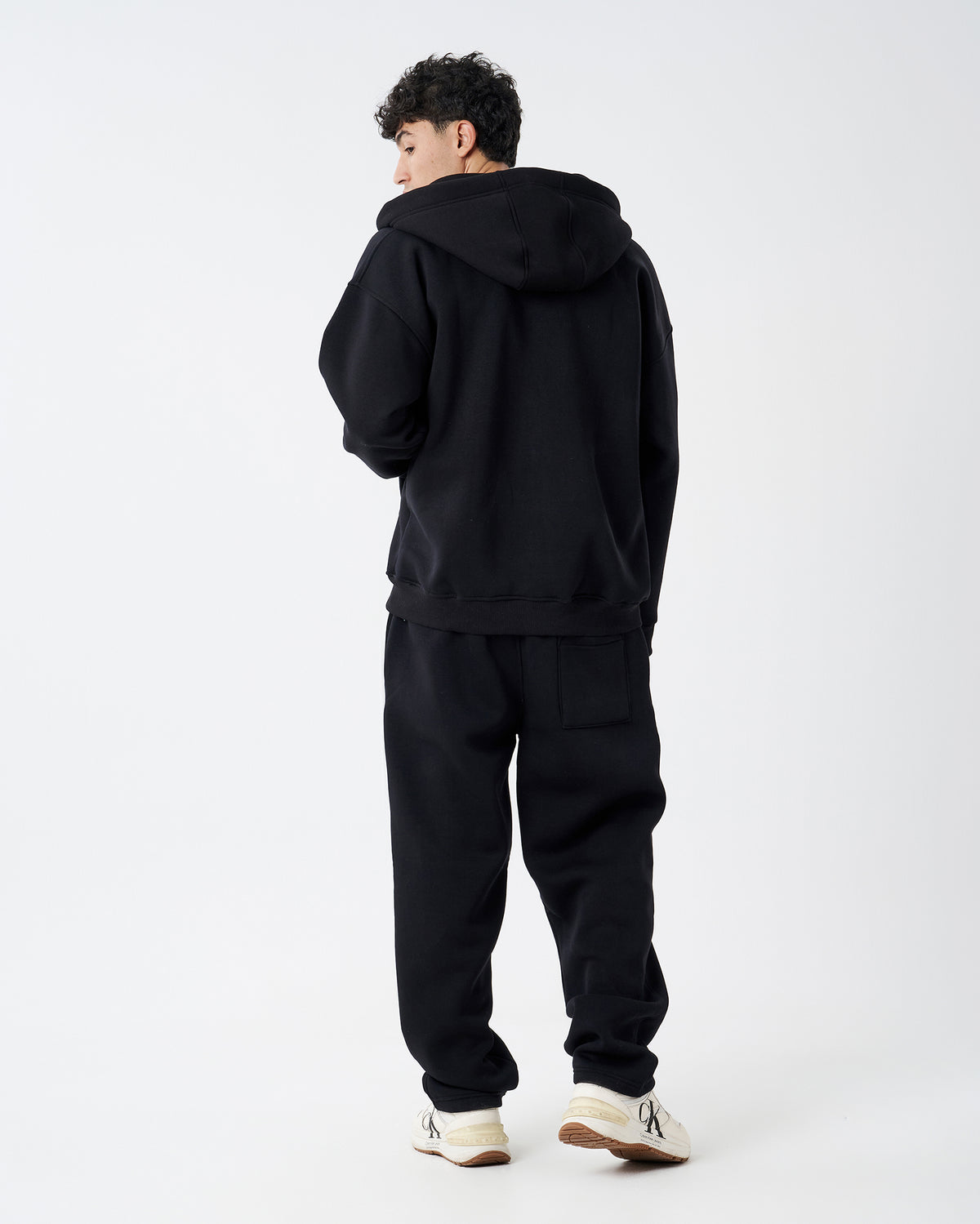 BLACK FULL ZIPPER HOODIE SWEATSHIRT
