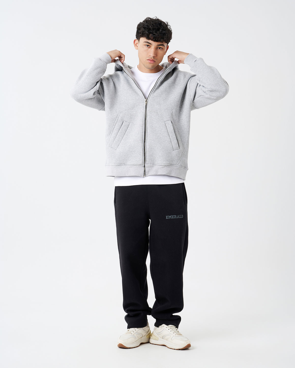 GRAY FULL ZIPPER HOODIE SWEATSHIRT