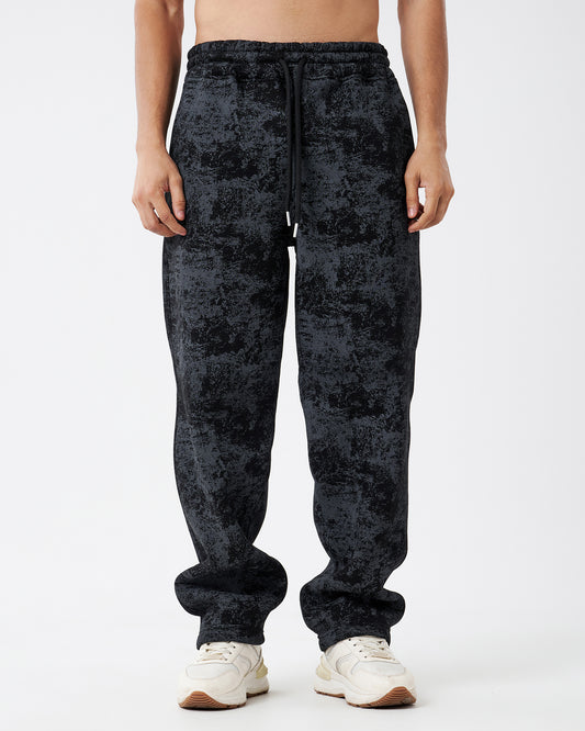 Tie-dye Black Straight Sweatpants