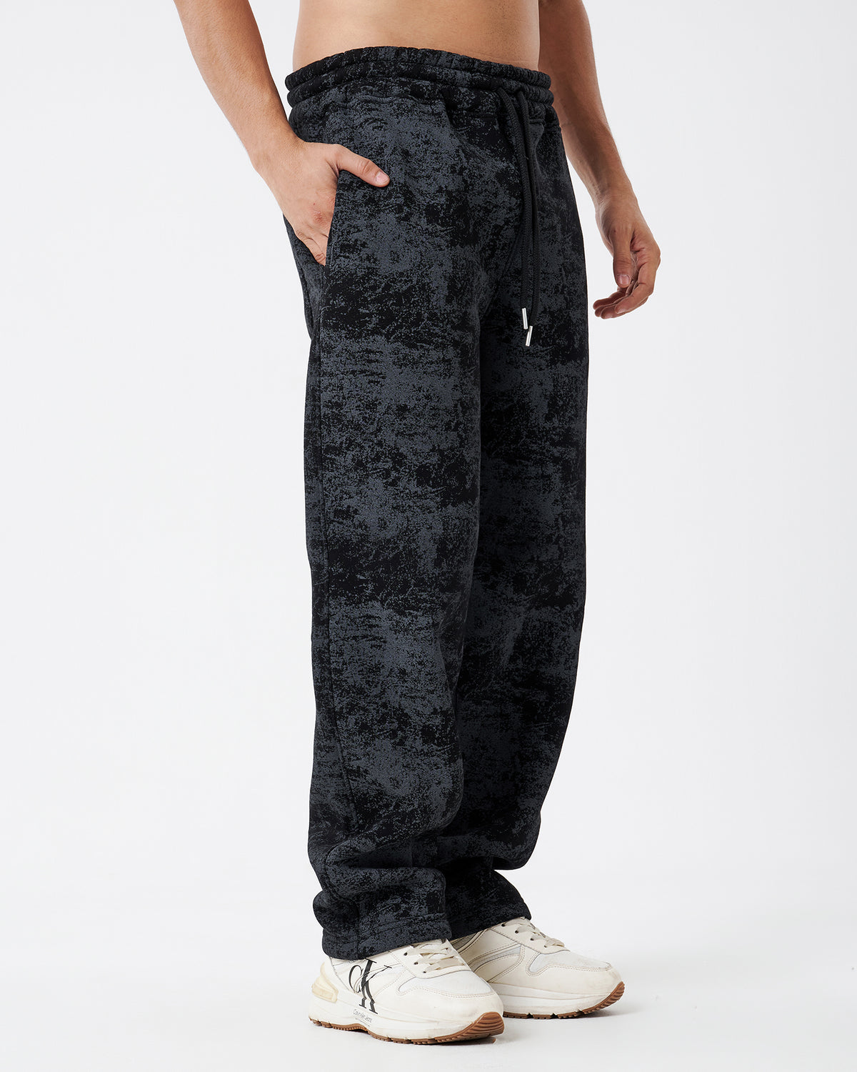 Tie-dye Black Straight Sweatpants