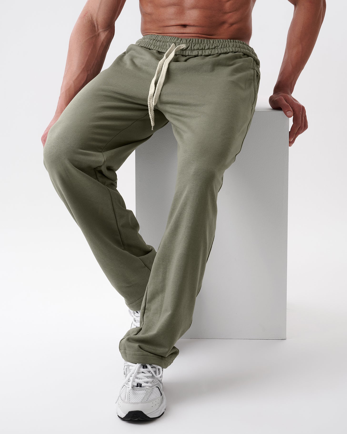 Khaki Straight Sweatpants
