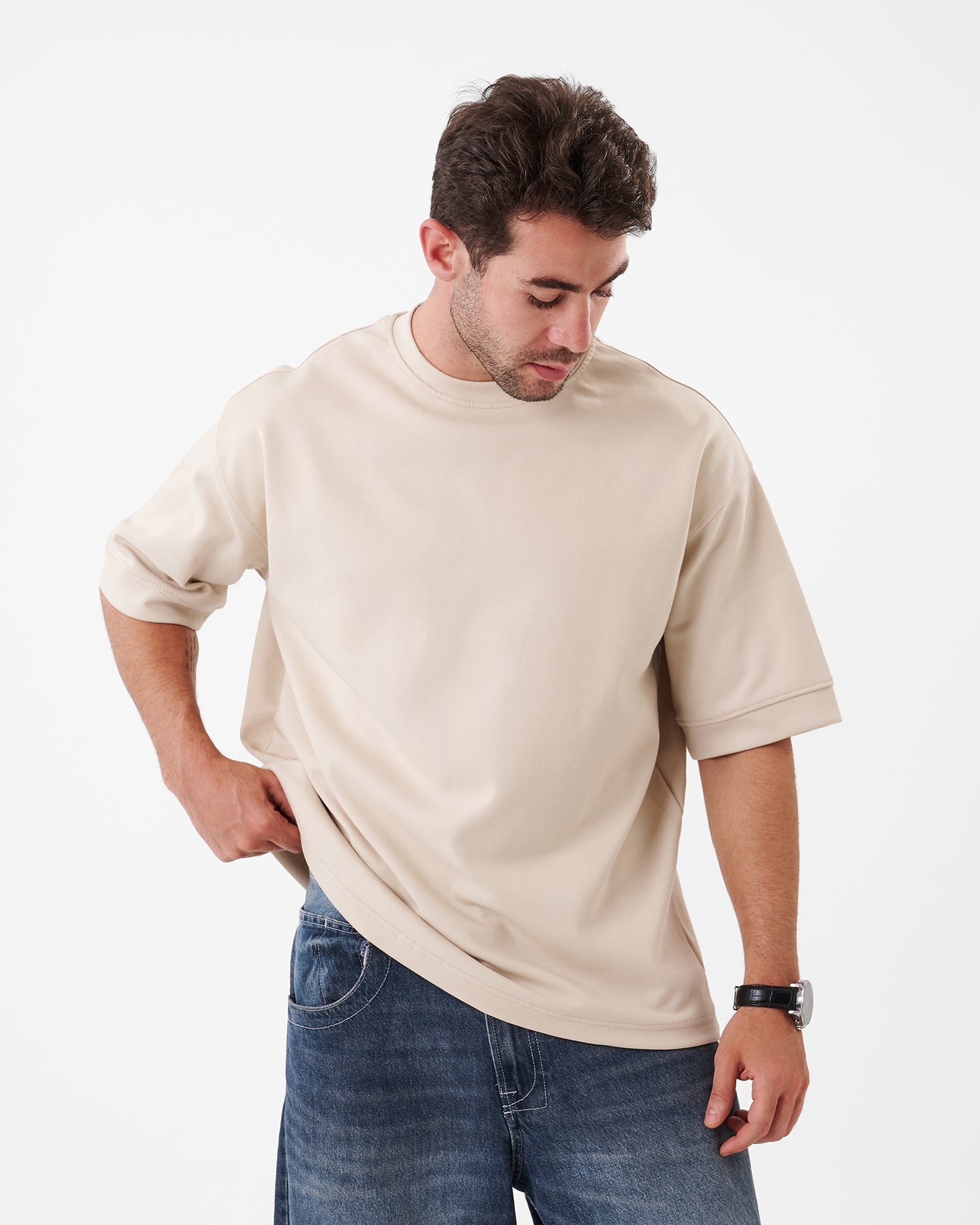 BEIGE T-SHIRT OVERSIZED