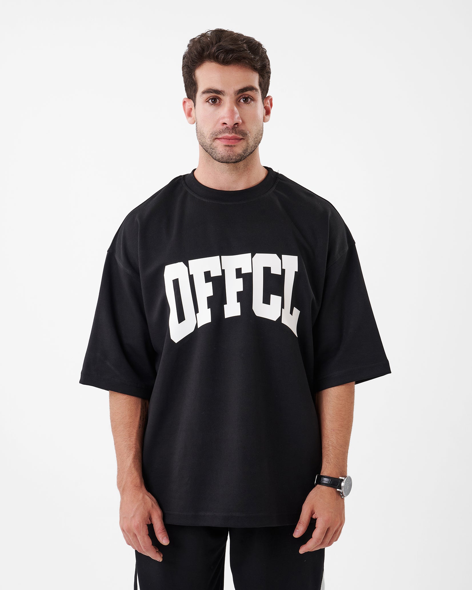 BLACK PRINTED OFFCL T-SHIRT OVERSIZED