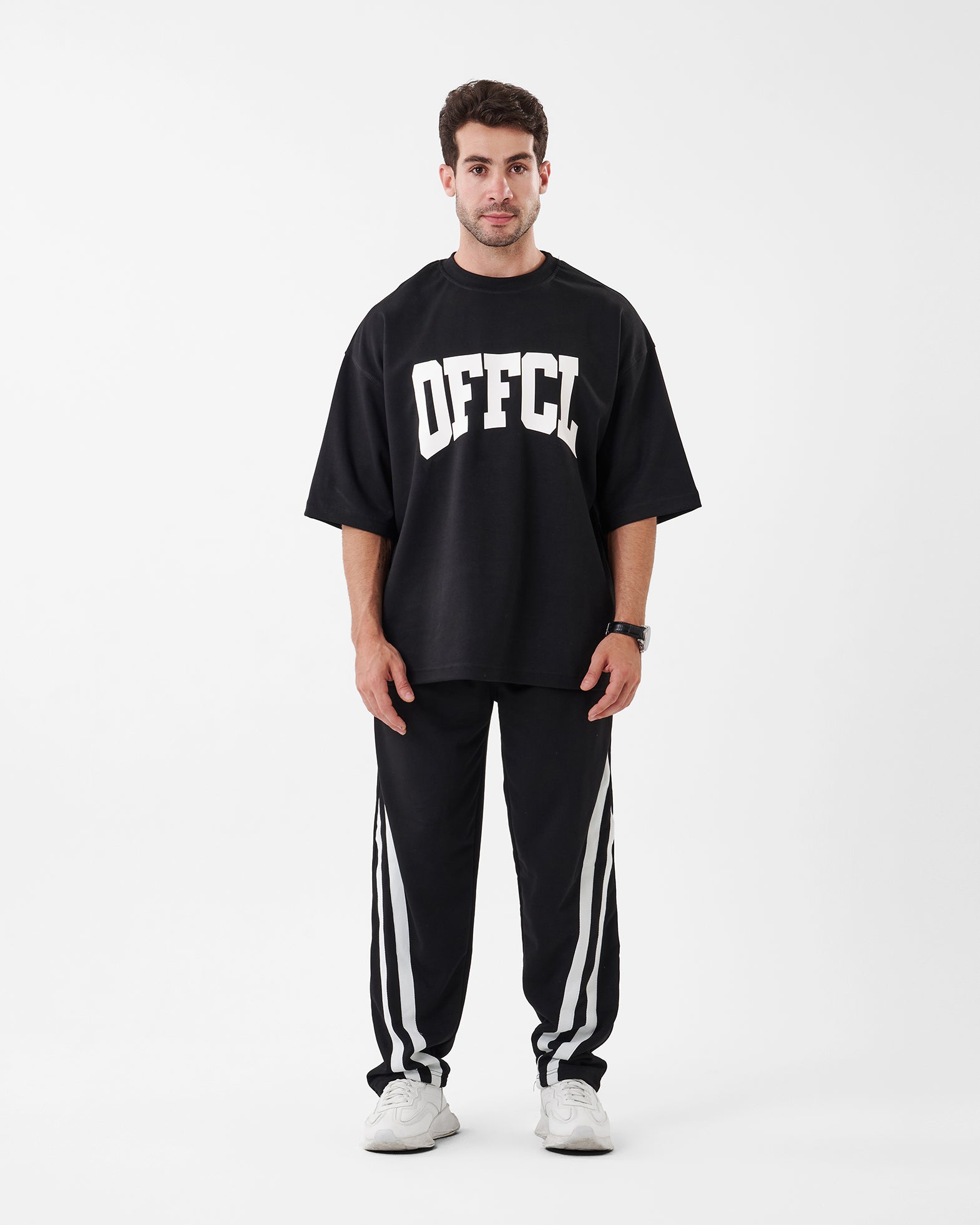 BLACK PRINTED OFFCL T-SHIRT OVERSIZED