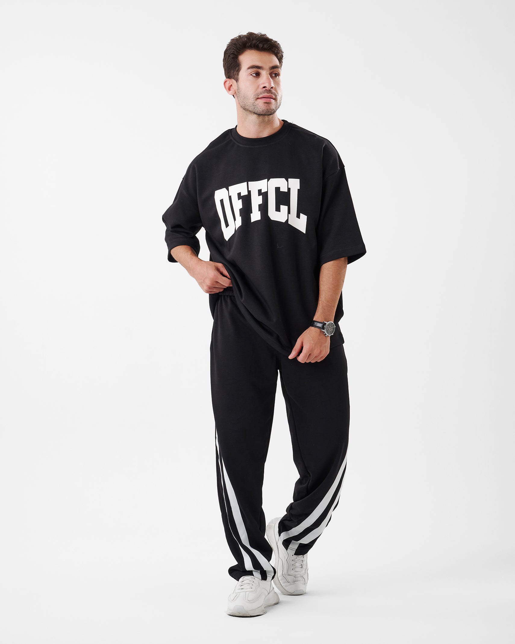 BLACK PRINTED OFFCL T-SHIRT OVERSIZED