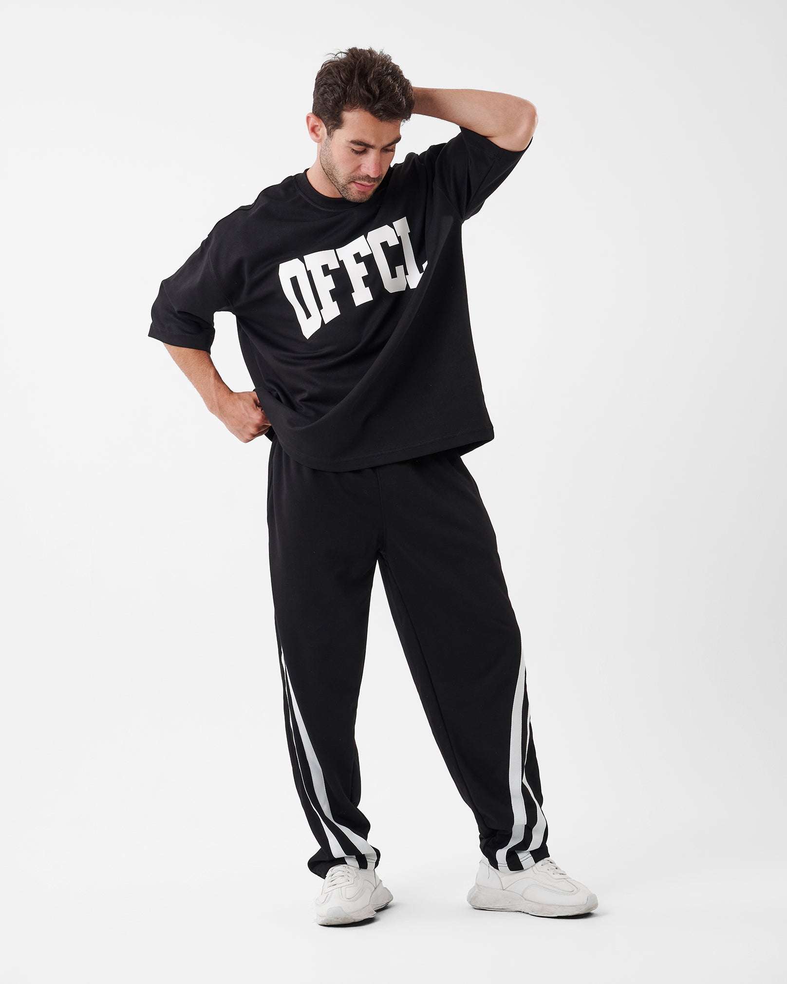 BLACK PRINTED OFFCL T-SHIRT OVERSIZED