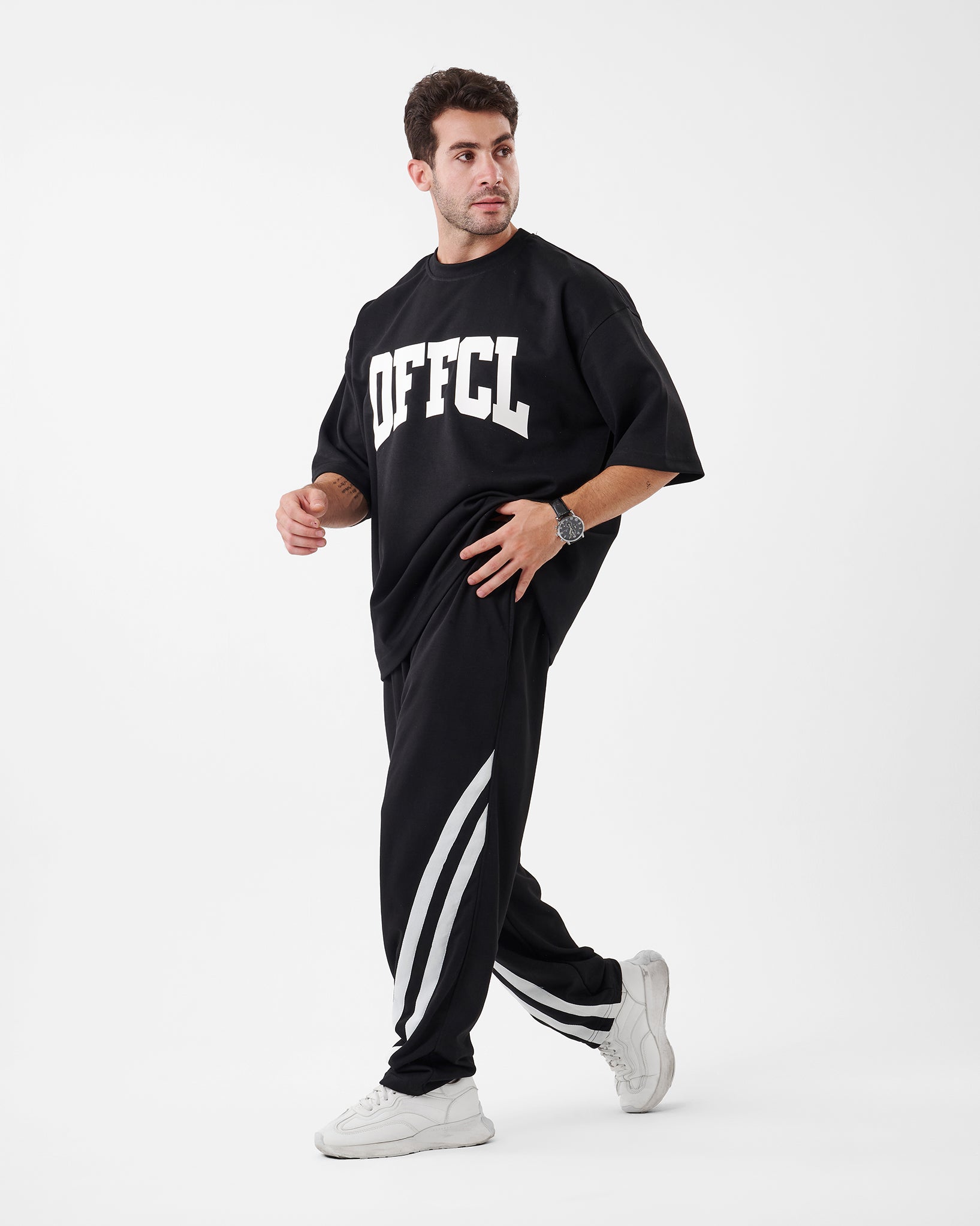 BLACK PRINTED OFFCL T-SHIRT OVERSIZED