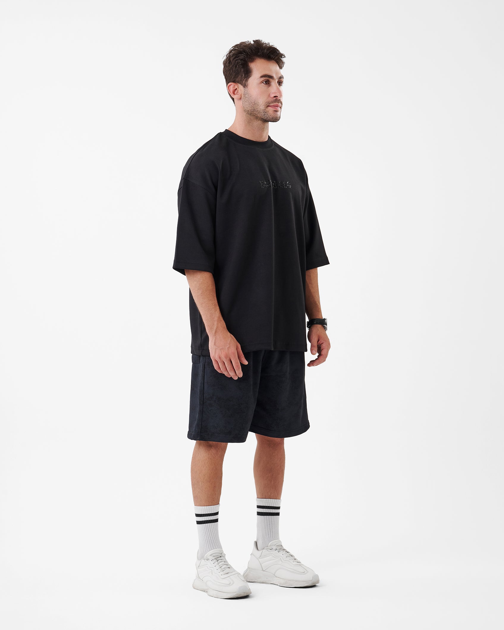 BLACK PRINTED EMERALD T-SHIRT OVERSIZED