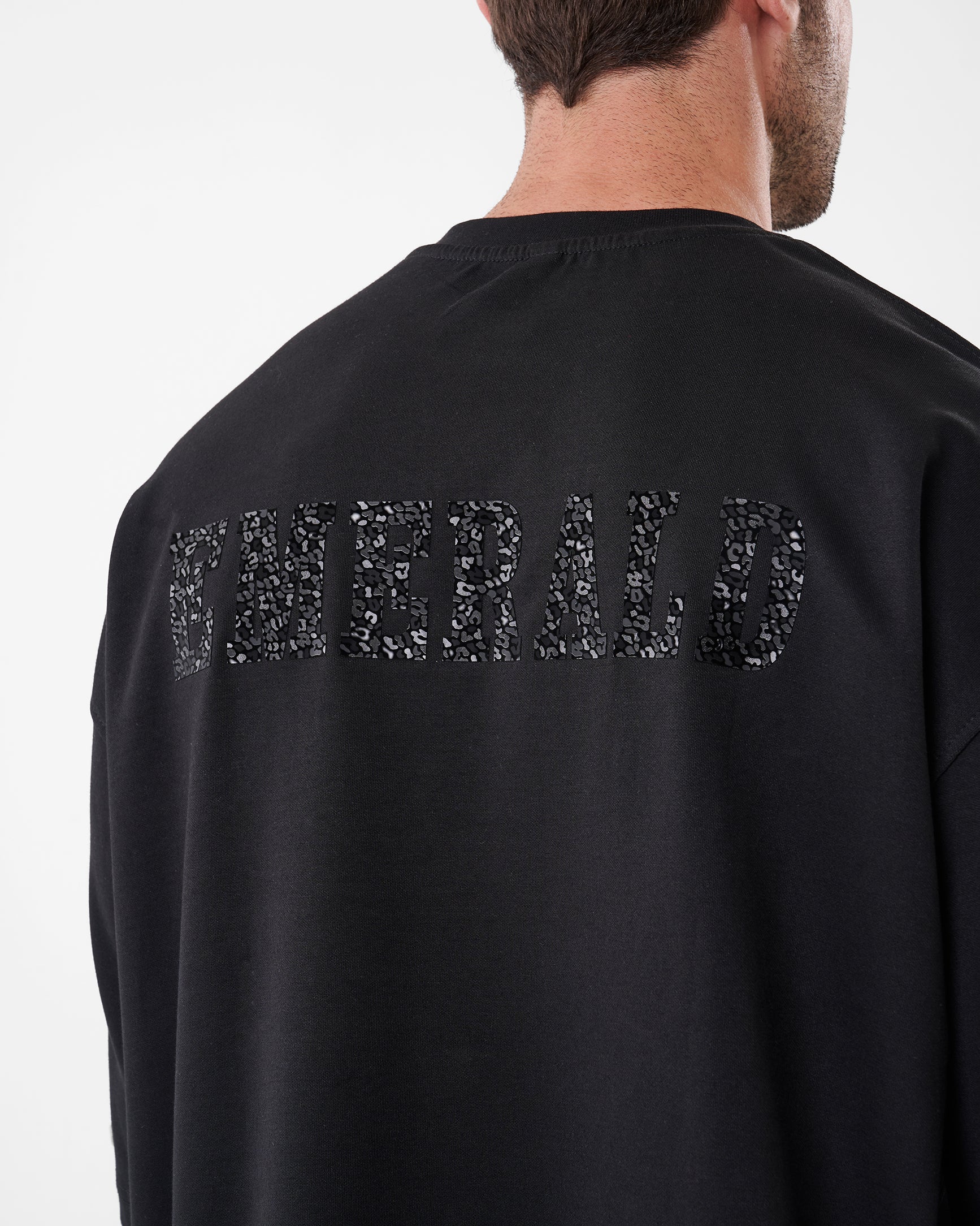 BLACK PRINTED EMERALD T-SHIRT OVERSIZED