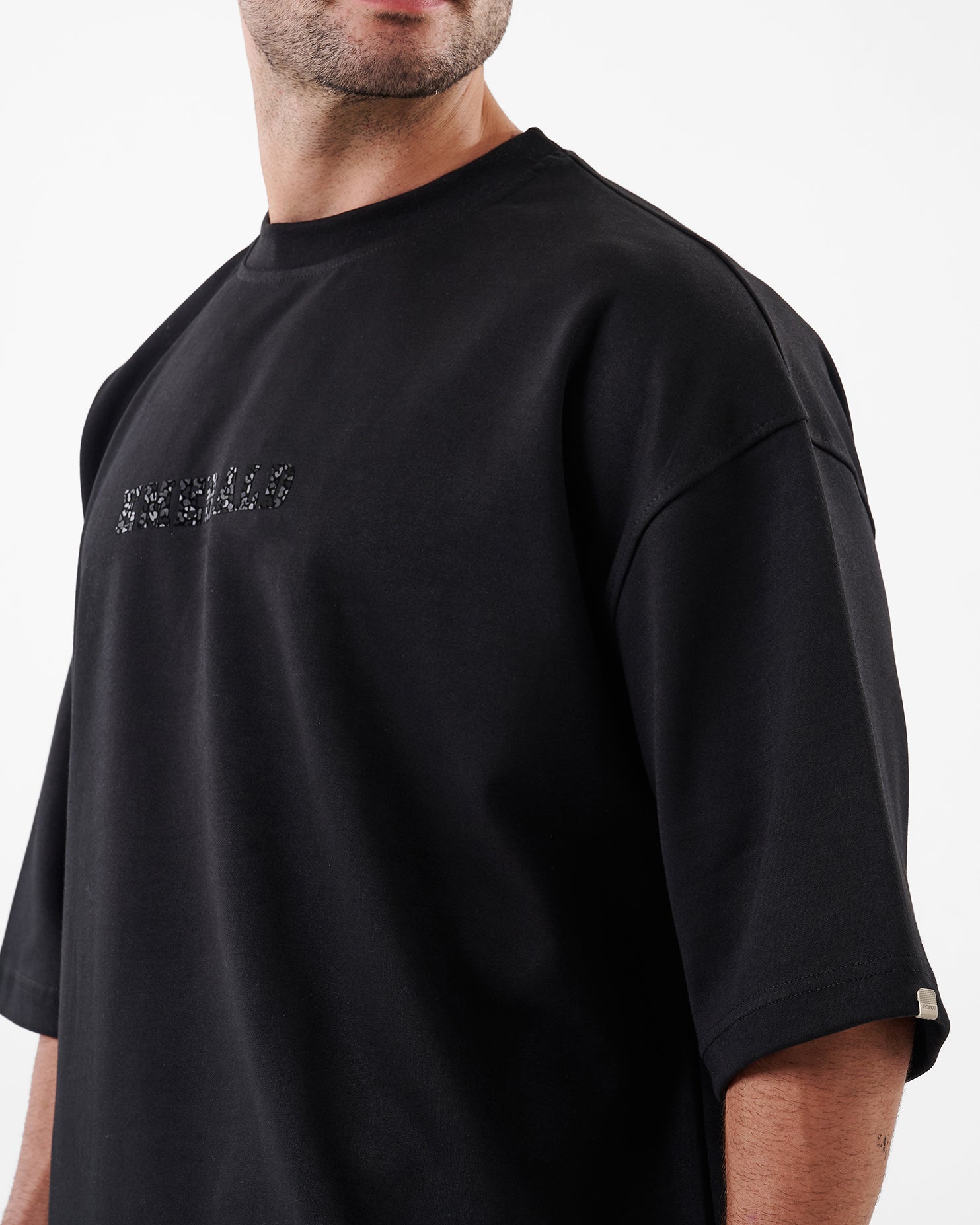 BLACK PRINTED EMERALD T-SHIRT OVERSIZED