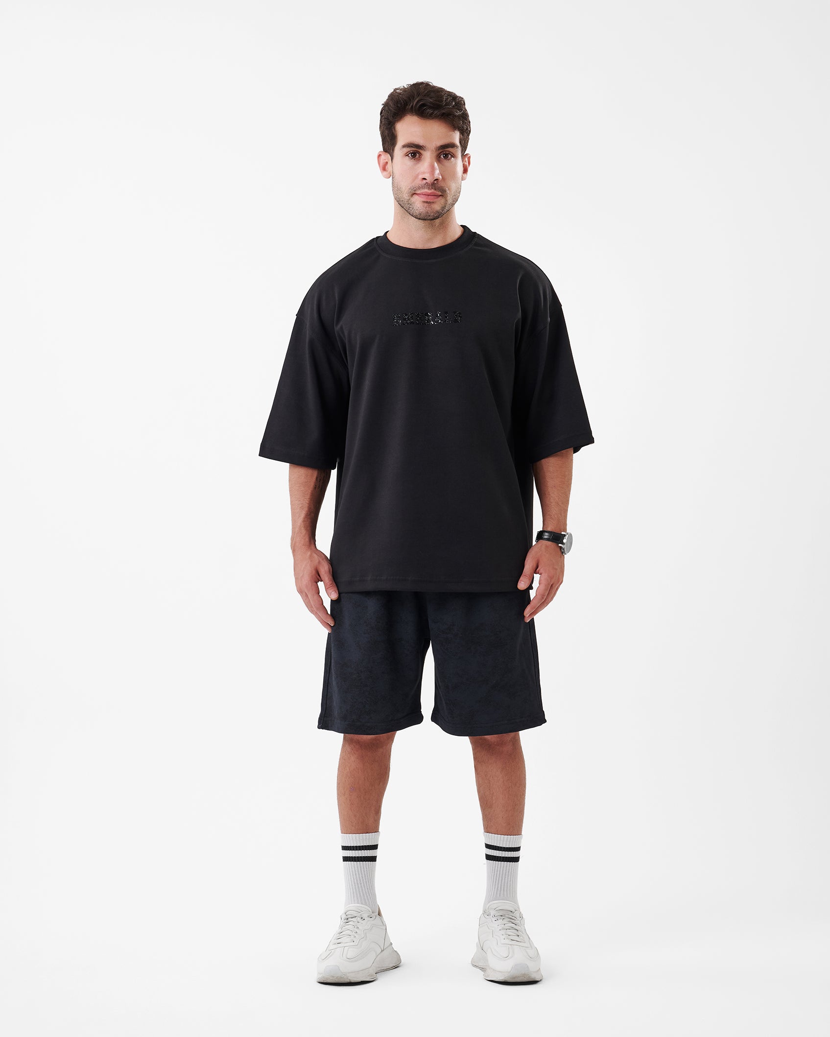 BLACK PRINTED EMERALD T-SHIRT OVERSIZED