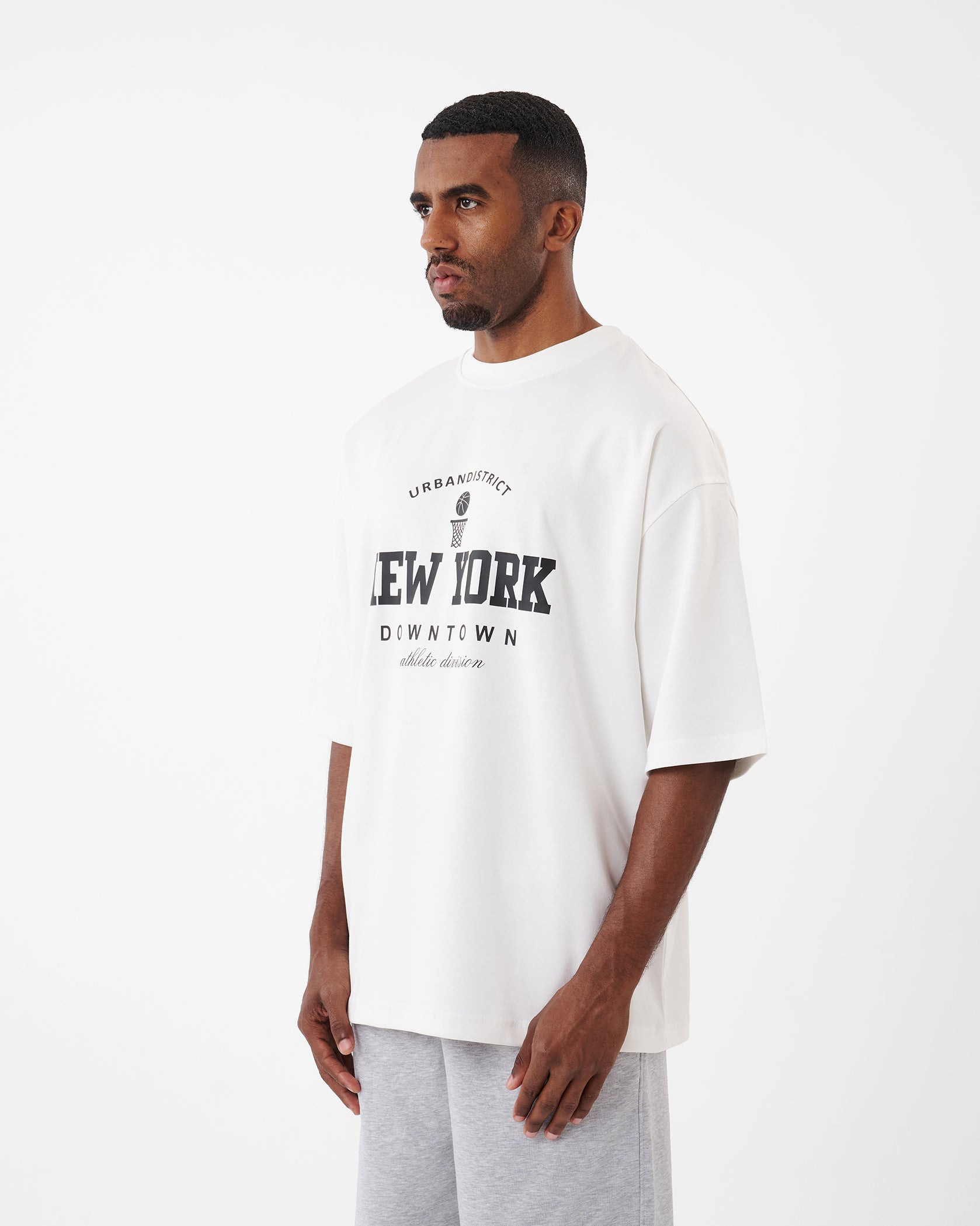 WHITE PRINTED NEW YORK T-SHIRT OVERSIZED