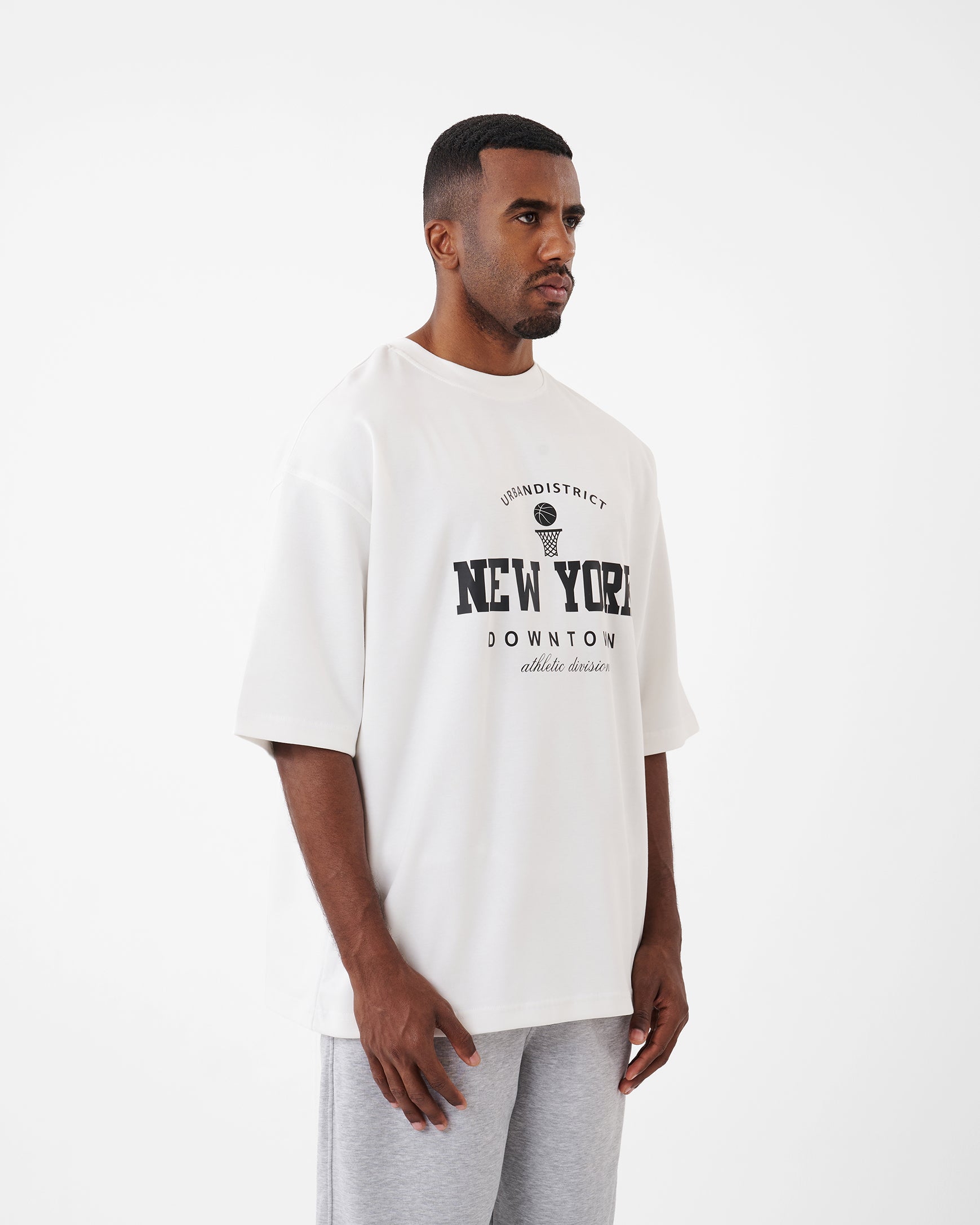 WHITE PRINTED NEW YORK T-SHIRT OVERSIZED